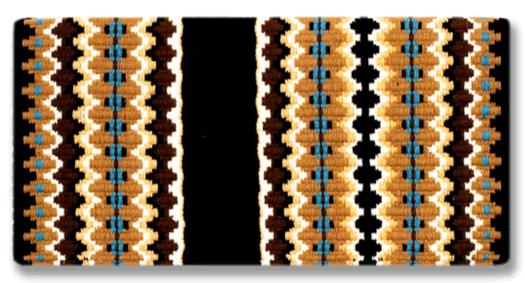 Mayatex Branding Iron Saddle Blanket - Chocolate/Tan Western Horse Riding Blanket for Ranch, Rodeo & Equestrian Events - Durable & Comfortable for Horses