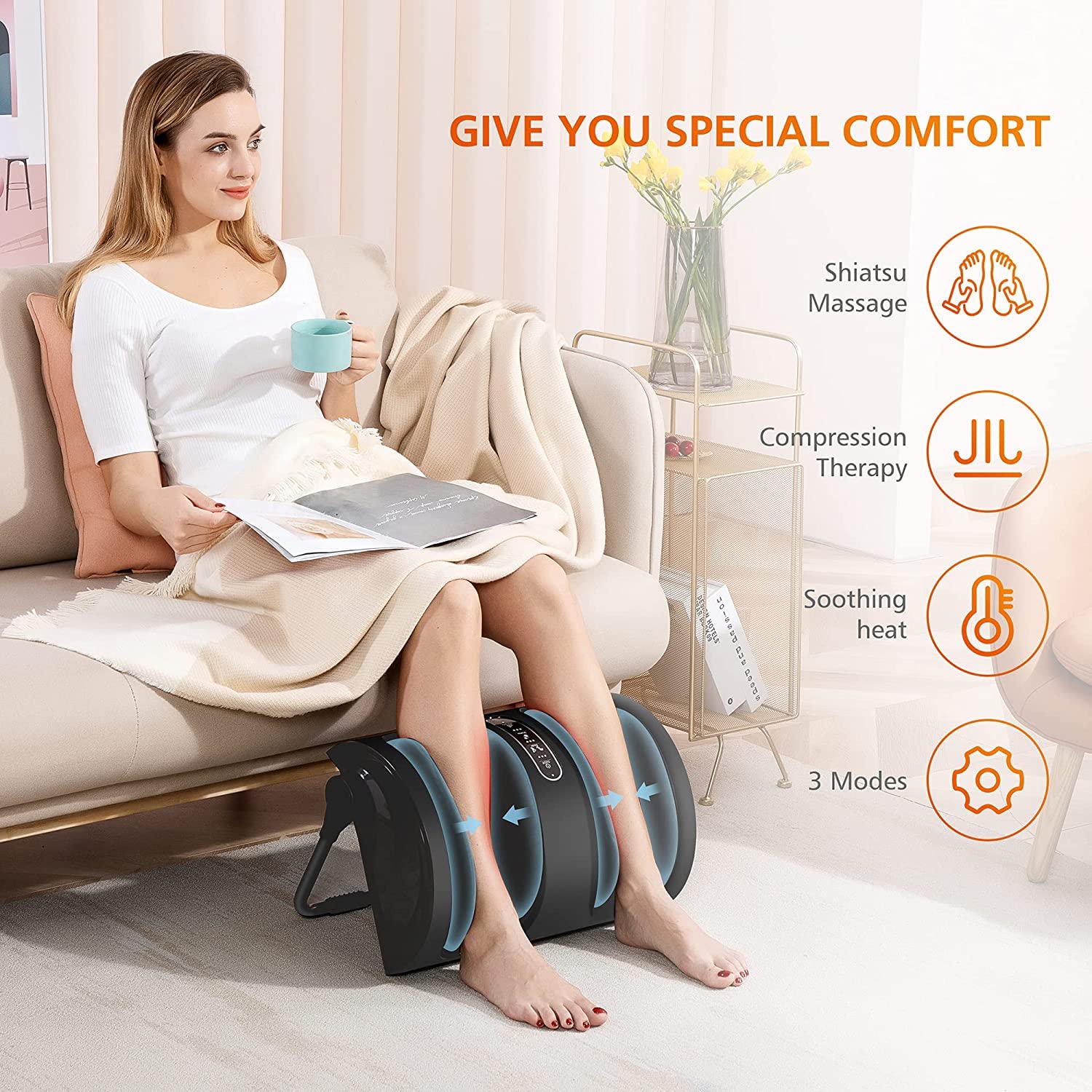 Snailax Shiatsu Massage Cushion with Heat - Kneading Back Massager for Home & Office - Foot Massager Machine with Heating - Perfect for Stress Relief & Muscle Relaxation at Work or Home