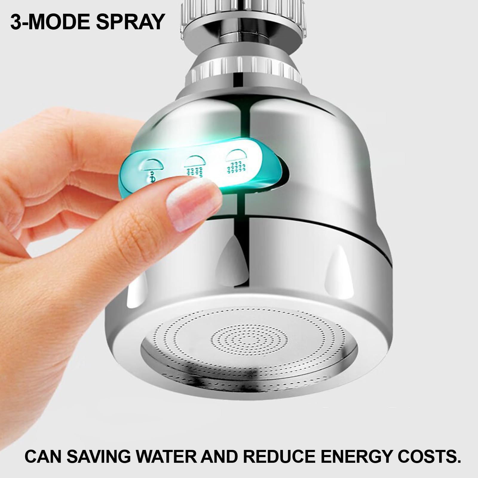 360° Rotating Kitchen Faucet Head Replacement - 3 Mode Adjustable Sprayer with Universal Aluminum Adapter - Anti-Splash Sink Accessories for Easy Dishwashing & Vegetable Cleaning