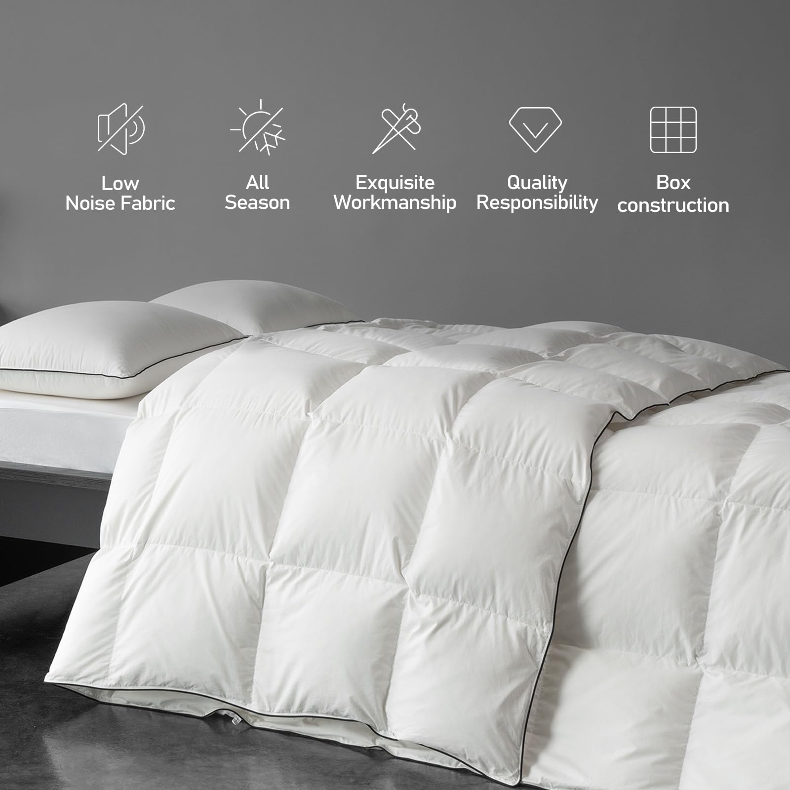 MAXICOZY King Size White Down Alternative Comforter - Ultra Soft All Season Fluffy Duvet Insert (106x90 Inches) - Hotel Quality Bedding for Luxury Bedroom Decor