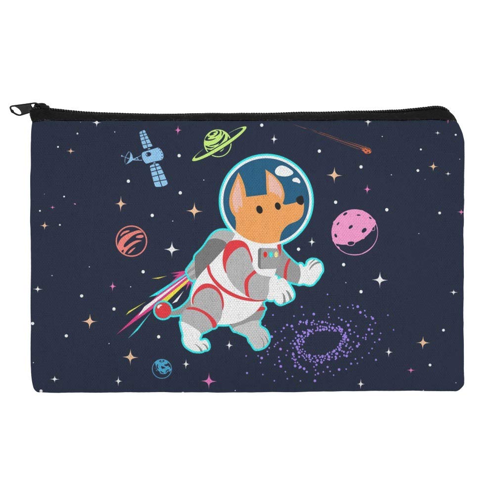 Astronaut Dog Space-Themed Makeup Bag - Cute Cosmetic Organizer Pouch with Planets & Stars Design | Perfect for Travel, School & Cosplay Accessories