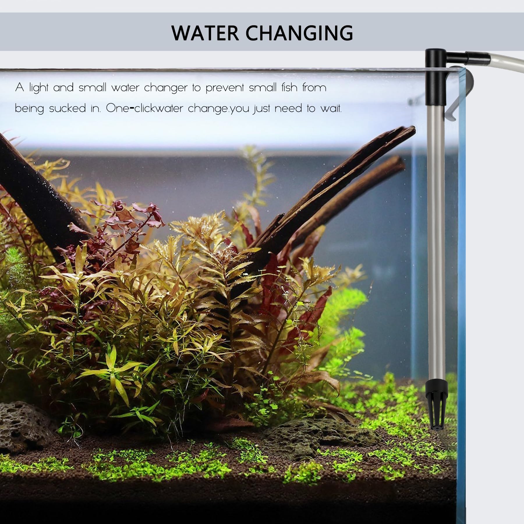 4 in 1 Aquarium Gravel Cleaner - Fish Tank Vacuum Siphon with Water Flow Clamp for Easy Water Changes, Sand Washing & Dirt Removal | Perfect for Freshwater & Saltwater Tanks, Home & Office Aquariums