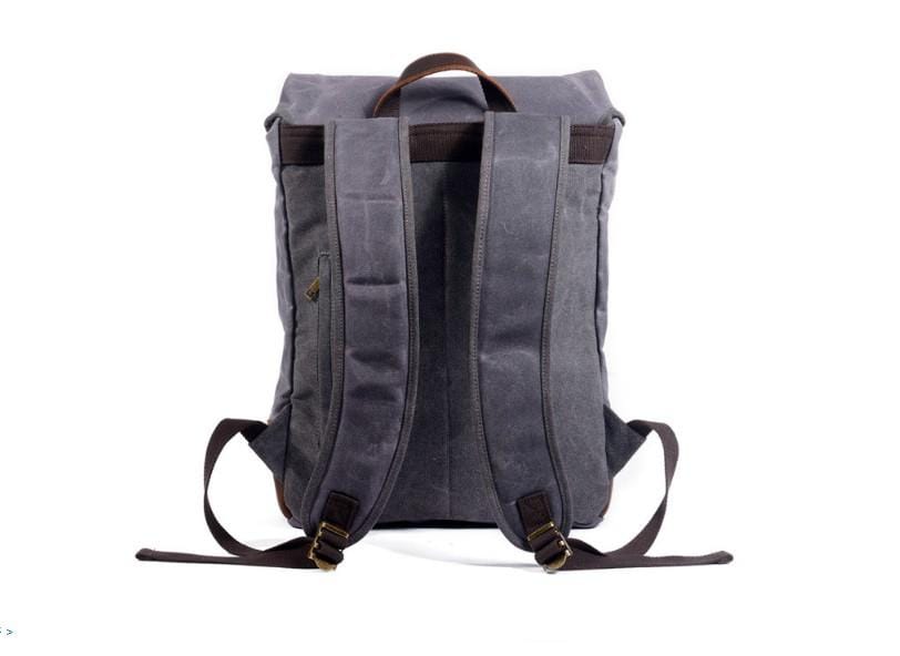 Durable Leather & Canvas Rucksack Backpack - Waterproof Travel Hiking Daypack for Men & Women - Perfect for Outdoor Adventures, Commuting & School