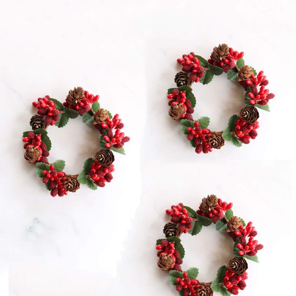 Amosfun 6Pcs Christmas Candle Rings - Tea Leaf Design Holiday Decorations for Table, Napkin Rings, Home Party, Halloween, Christmas & Wedding Decor - Perfect for Festive Centerpieces and Seasonal Celebrations