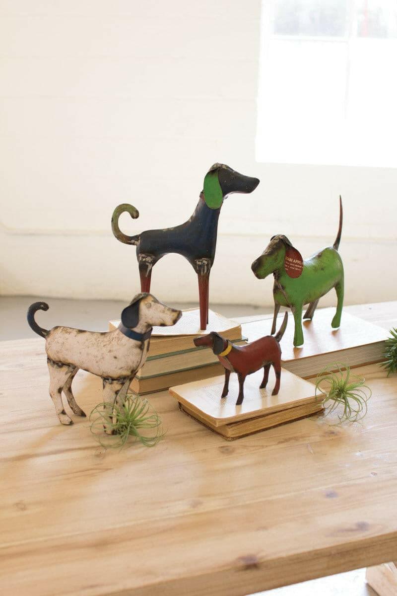 Premium Metal Dog Figurine Set of 4 - NBA2126 - Durable Home & Office Decor for Pet Lovers, Perfect for Shelf Displays, Gift Giving, and Animal Themed Collections