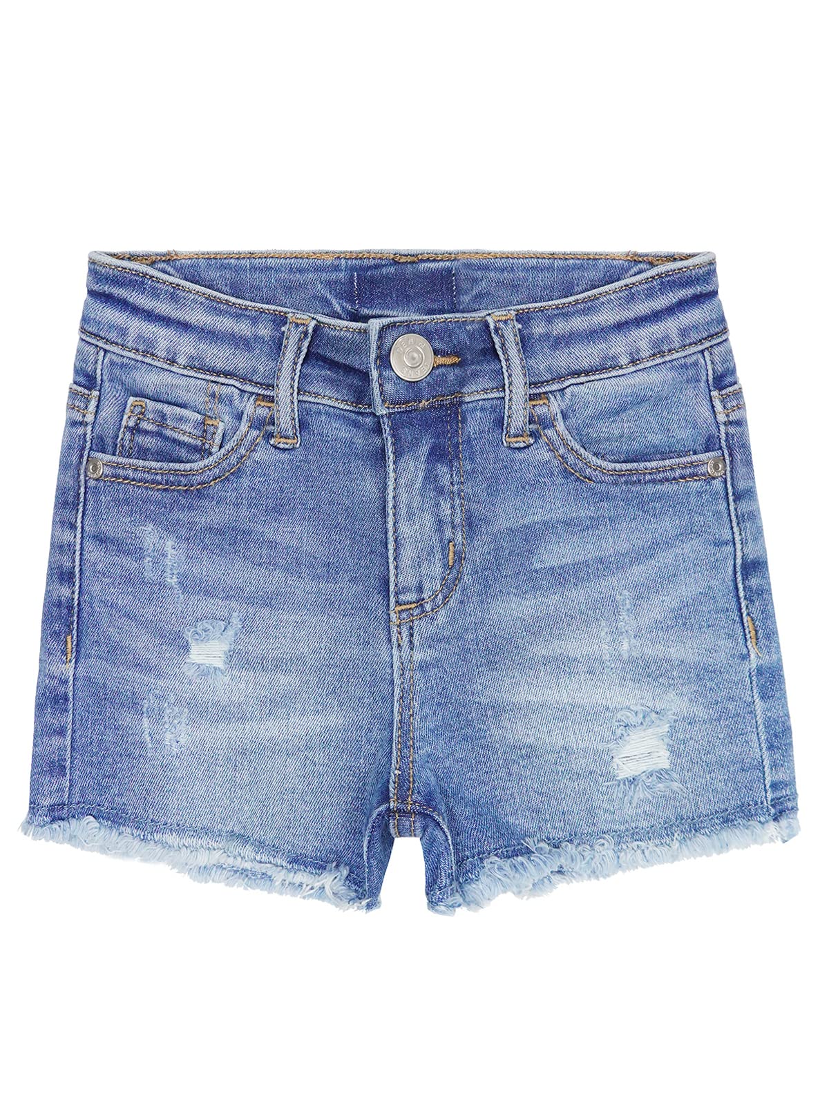 KIDSCOOL SPACE Girls Slim-Fit Ripped Denim Shorts - High Waist Stretch Jean Shorts for Teen Girls | Summer Casual Wear, Beach Outfits & Street Style Fashion