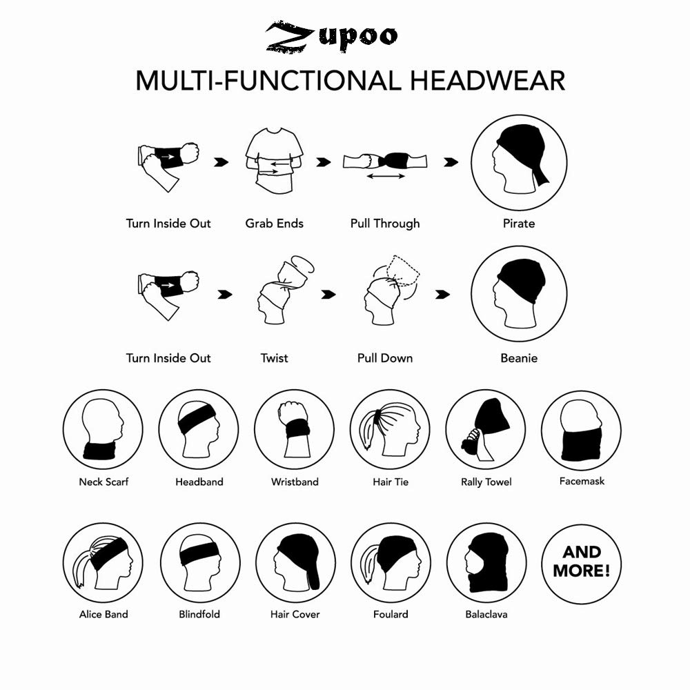 Zupro UV Protection Headbands for Men & Women - Breathable Sports Bandana, Face Mask & Neck Gaiter for Running, Cycling, Yoga - Perfect for Outdoor Activities & Workouts