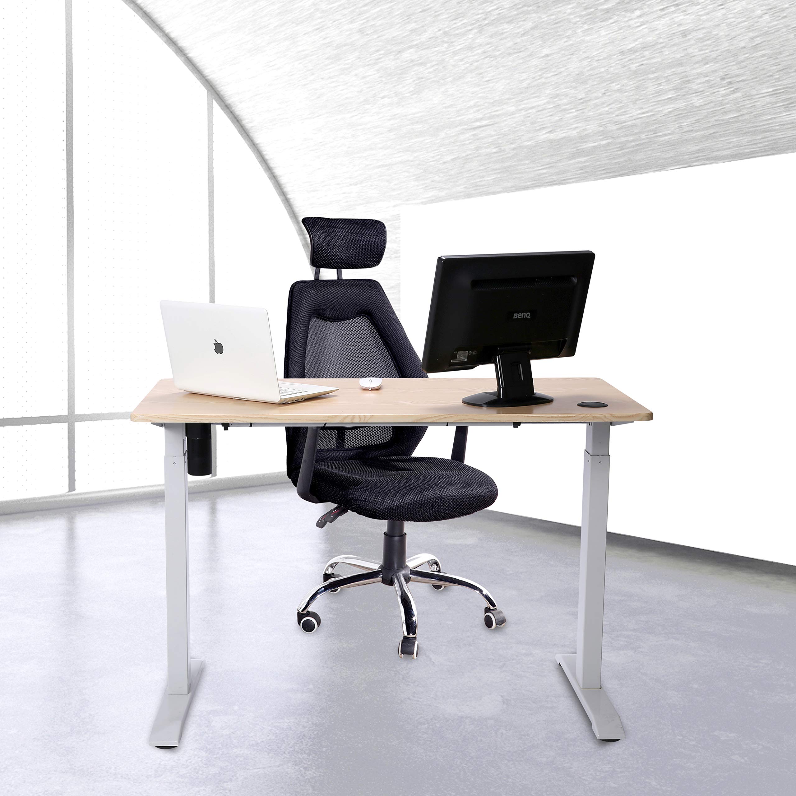 UNICOO Kids Adjustable Desk - 46.5x23.6 Inch Electric Standing Desk with Whole Piece Table Top | Height Adjustable Study & Gaming Desk for Children | Ergonomic Workstation for Homework, Online Classes & Creative Play (KT1001-LW)