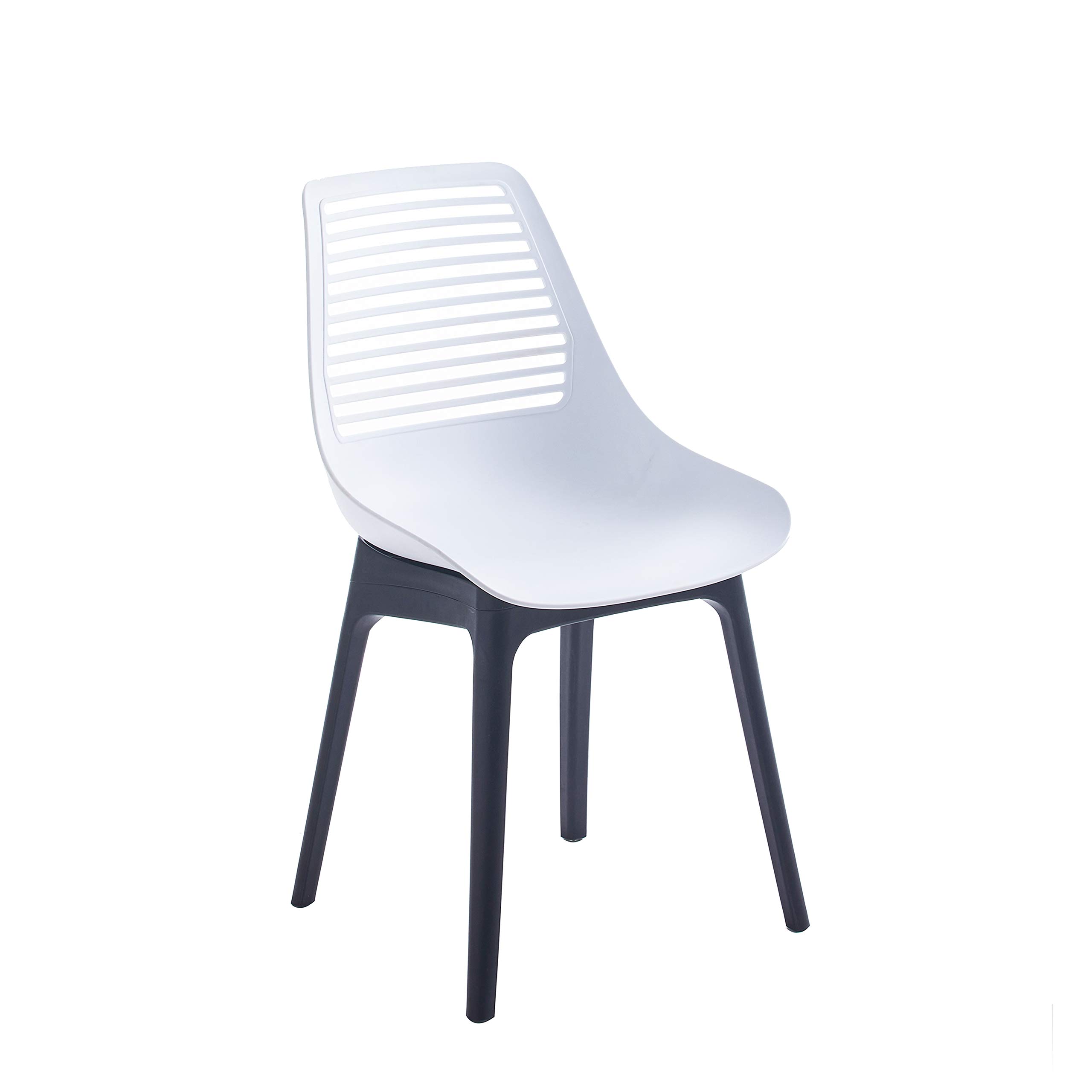 Porthos Home Moe Modern Dining Chairs Set of 2 - Waterproof & Stain Resistant Plastic Shell with Decorative Grooves for Airflow - Perfect for Kitchen, Dining Room, or Outdoor Patio Use