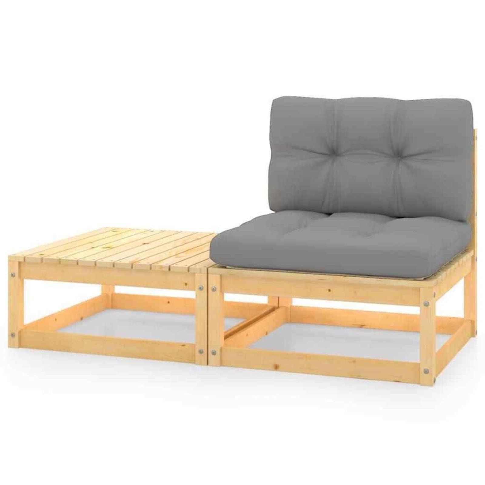 Premium 2-Piece ALIDAM Patio Lounge Set with Cushions - Solid Pinewood Outdoor Furniture for Garden, Deck & Poolside - Weather-Resistant, Sturdy & Comfortable Seating for Relaxing & Entertaining