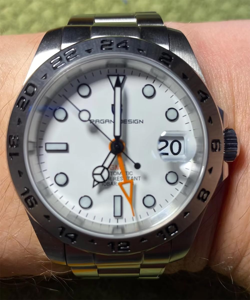 Pagani Design Men's Automatic GMT Wristwatch - Stainless Steel Case with Sapphire Glass - Luxury Mechanical Watch for Business Travel & Outdoor Adventures