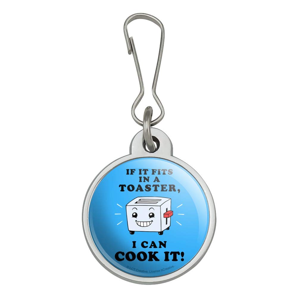 Funny Humor Jacket & Bag Charm - 'If It Fits in a Toaster I Can Cook It' Zipper Pull Keychain for Backpacks, Purses & Luggage | Cute Accessory for Travel, Work & Daily Use
