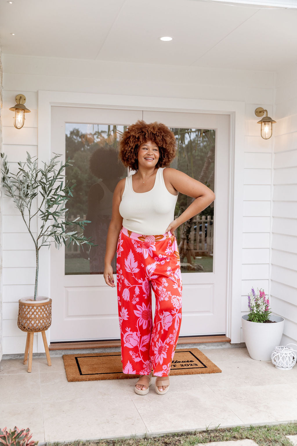 Noah Panel Pant in Pink Thistle - Stylish Women's High Waisted Trousers for Work, Office & Casual Wear