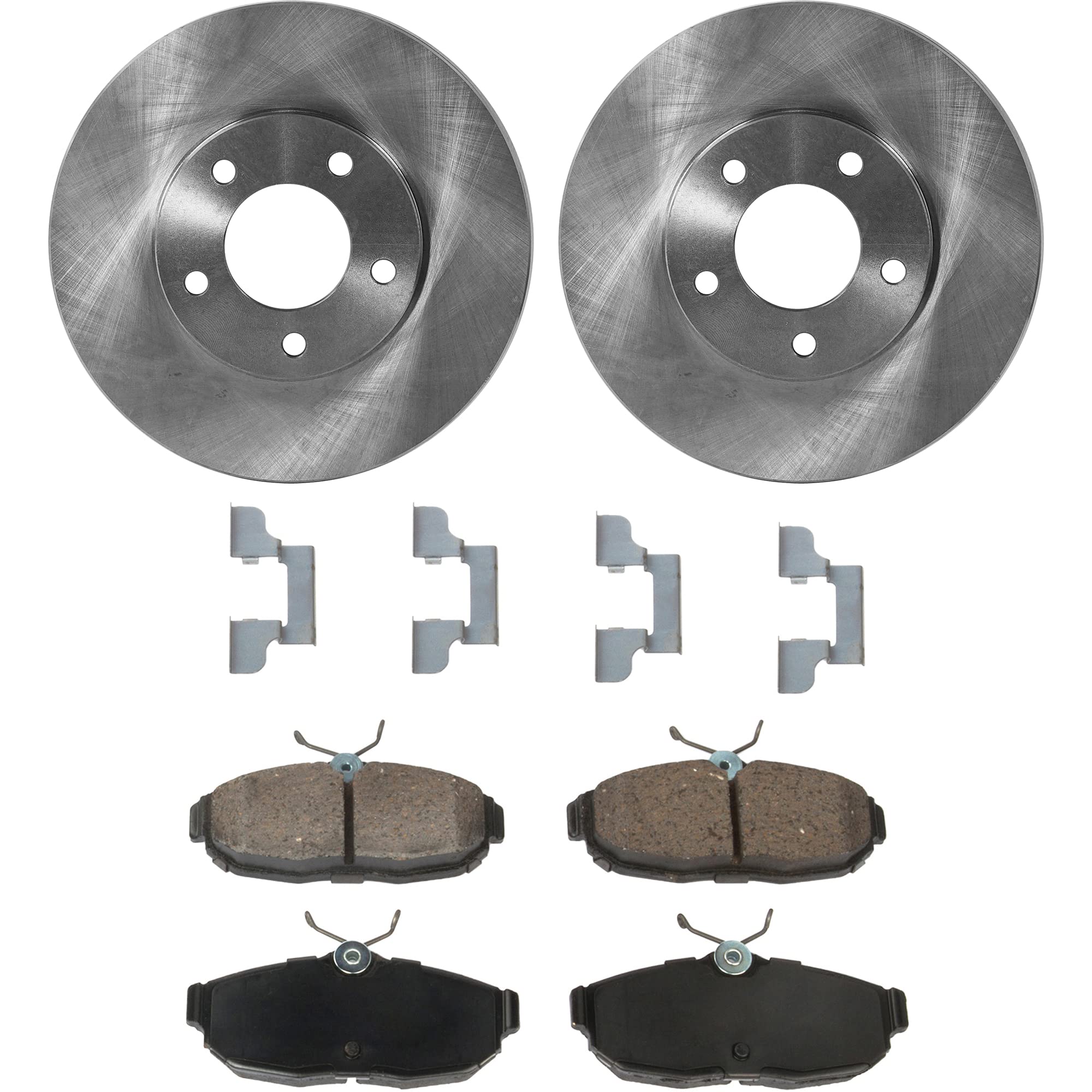 High-Performance Rear Brake Disc and Pad Kit for 2005-2011 Ford Mustang - 2-Wheel Set with Ceramic Pads, 5-Lug Cast Iron Rotors - Perfect for Street Performance and Daily Driving