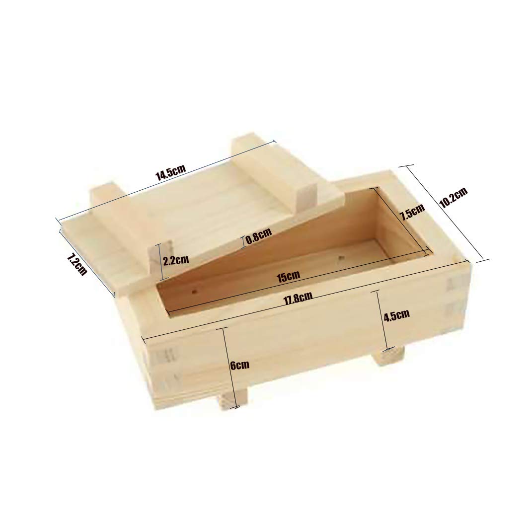 Premium Wooden Sushi Press Mold - 7x4 Inch Rectangular Oshizushi Maker for Perfect Rice Cakes & Sushi Blocks | Authentic Japanese Kitchen Tool for Home Chefs & Sushi Lovers | Ideal for Parties, Meal Prep & Asian Cuisine