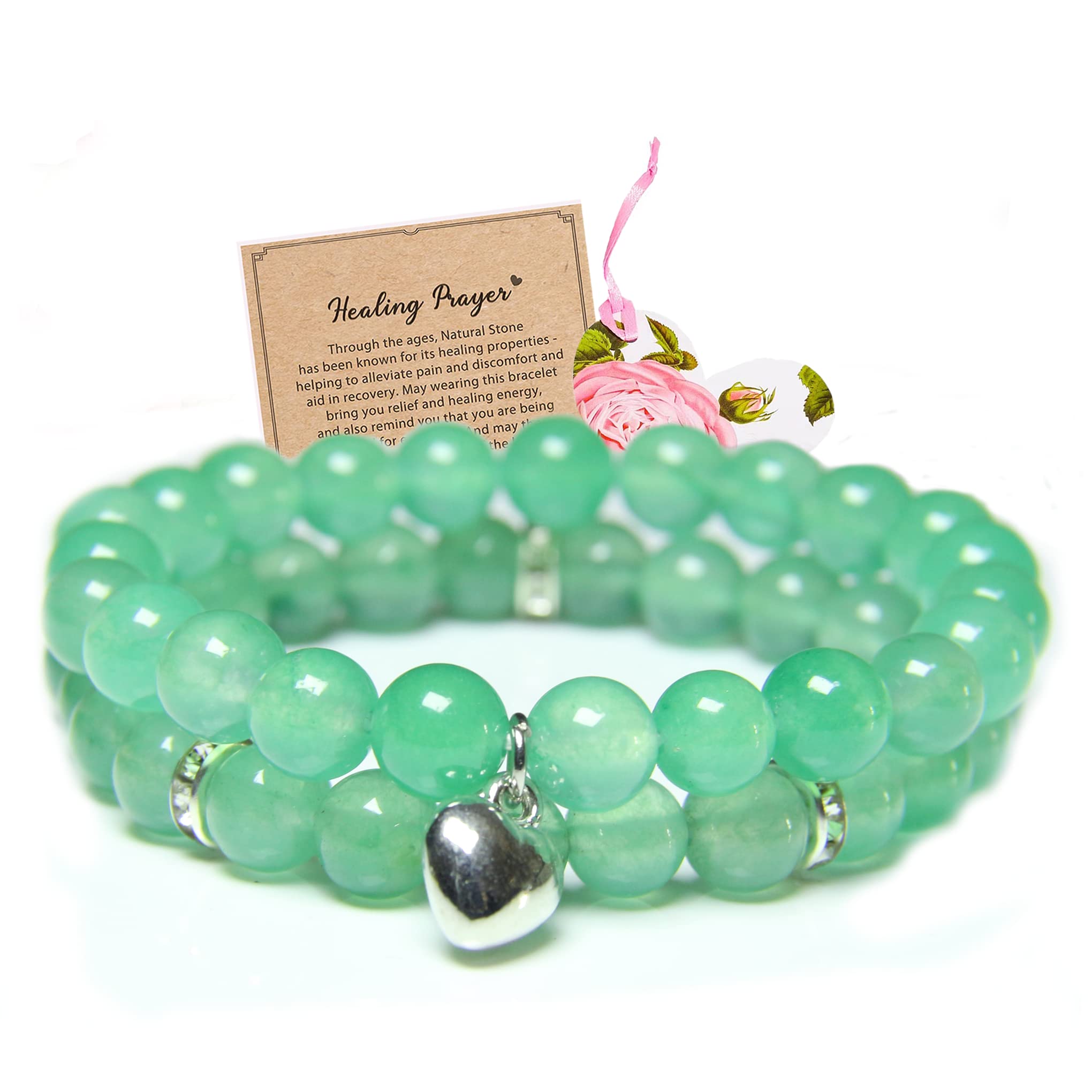 Healing Bracelets for Women - 8mm Green Aventurine Crystal Bracelet with Natural Stone Beads for Stress Relief, Yoga & Meditation | Spiritual Wellness Jewelry, Get Well Soon Gift for Her | Perfect for Daily Wear, Energy Healing & Positive Vibes