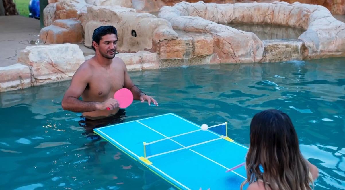 Pool Tennis Set for Two - Floating Pool Table Game with 2 Paddles & Ball - Fun Water Sports Equipment for Pool Parties, Backyard Fun & Summer Activities