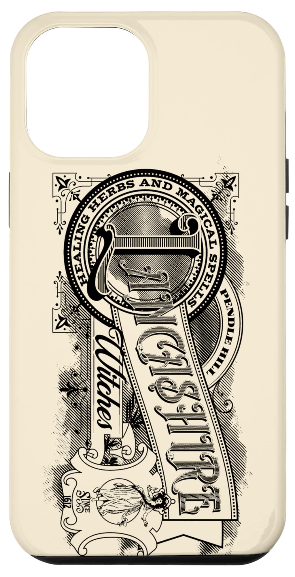iPhone 12 Pro Max Case with Lancaster Pendle Witches Vintage Logo - Protective Phone Cover for Travel, History Enthusiasts & Unique Style Lovers