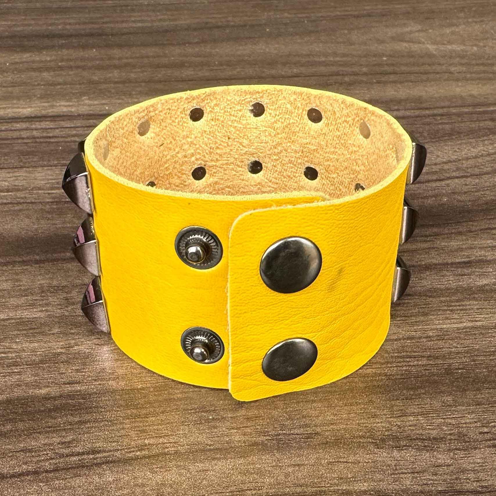 Punk Rock Pyramid Rivet Studded Wristband - Wide PU Leather Arm Cuff Bracelet for Women & Men - Gothic Fashion Accessory for Concerts, Parties & Halloween Costumes