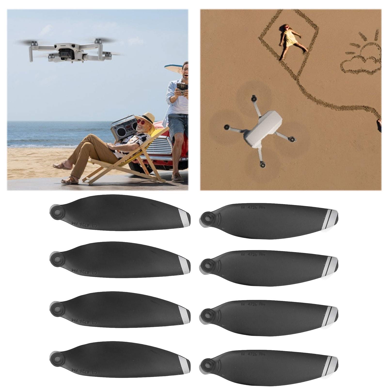 Drfeify 2 Pairs of Drone Propellers, Replacement Accessories Compatible with DJI Mavic Mini 2 (Silver Edge) - Perfect for Aerial Photography, Travel Vlogging & Outdoor Adventures