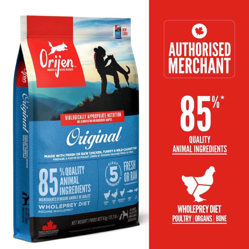 ORIJEN Original Dry Dog Food - Grain-Free, High-Protein Kibble for All Breeds (5lb, 13lb, 25lb) - Perfect for Adult Dogs & Active Puppies