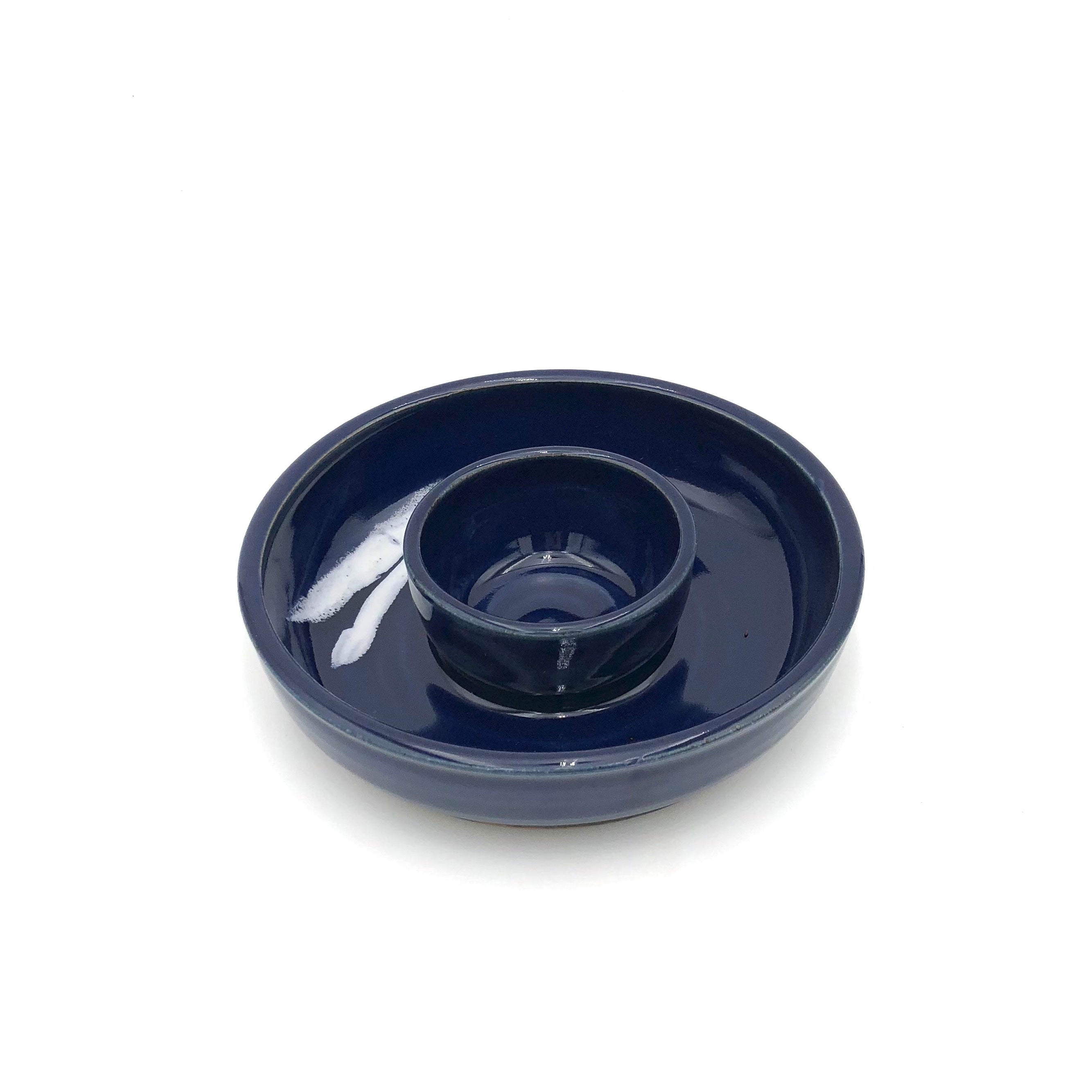 Coburn Small Chip and Dip Serving Tray - Dark Blue with Splash Design - Perfect for Parties, Snacks, and Entertaining Guests
