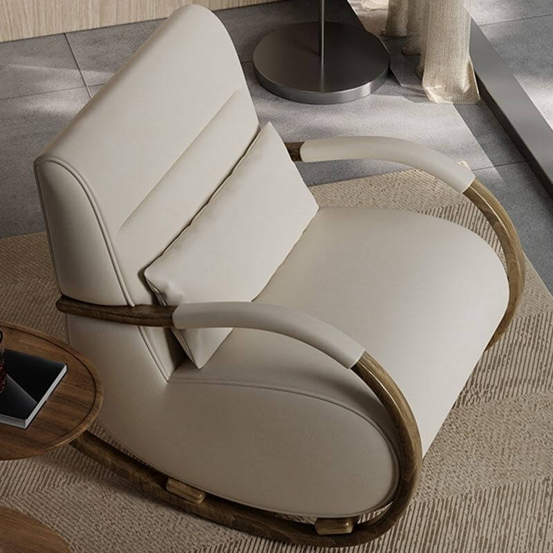 Modern Brown Wood Indoor Rocking Chair with Spindle Back & Water-Resistant Seat - Perfect for Nursery, Living Room & Relaxation