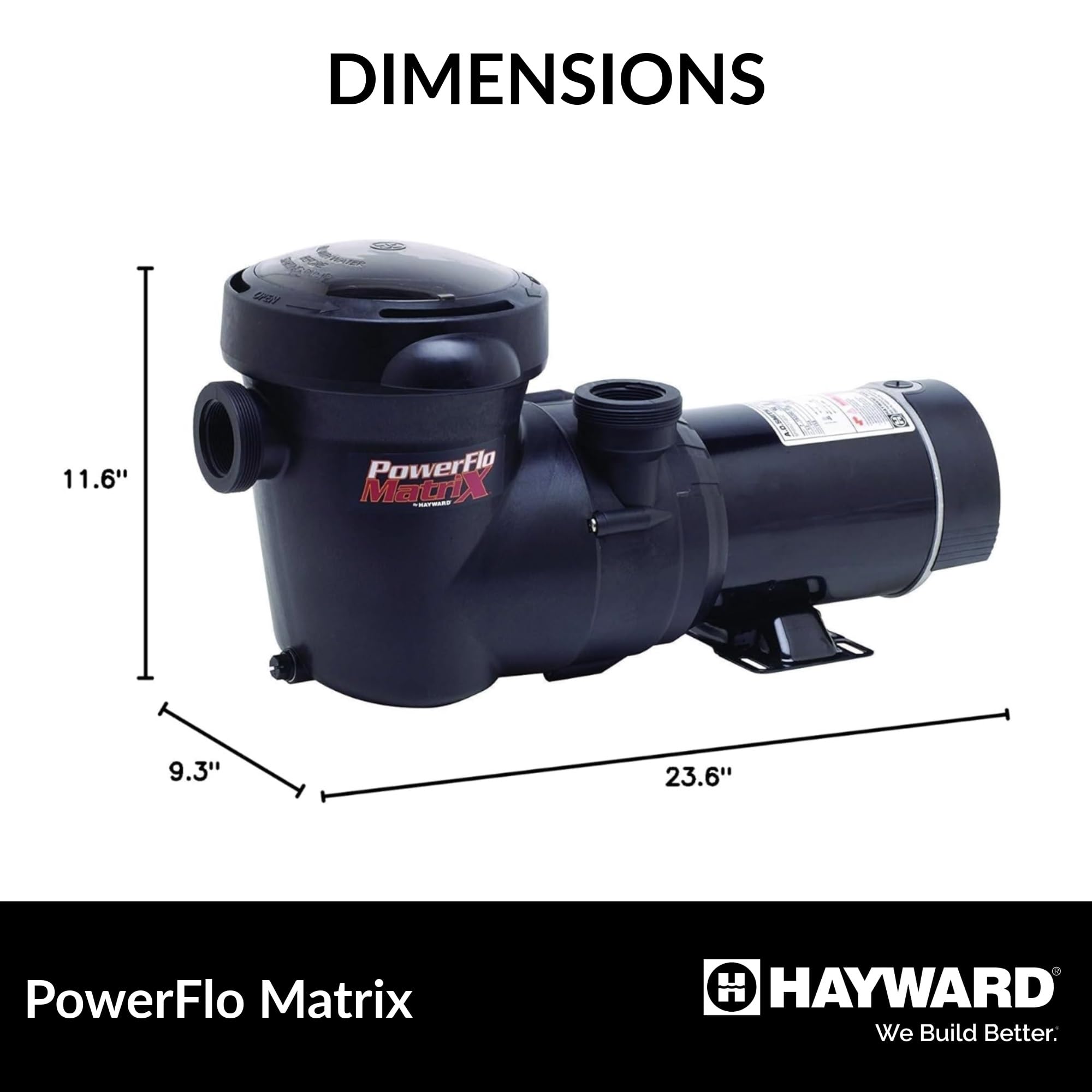 Hayward W3SP15932S PowerFlo Matrix 1.5 HP Dual-Speed Above Ground Pool Pump - Energy Efficient Swimming Pool Water Circulation System for Backyard, Inground & Outdoor Pools