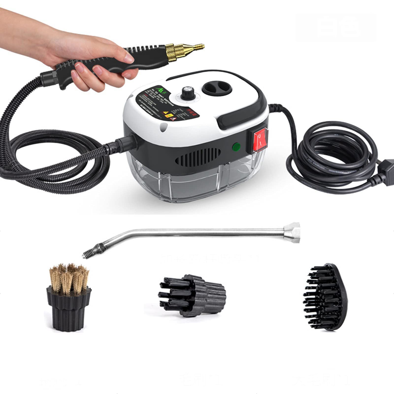 2500W High-Power Handheld Steam Cleaner with 1000mL Tank - Portable Steam Cleaning Machine for Kitchen, Bathroom, Car Seat & Home Deep Cleaning - White (Ideal for Removing Grease, Stains & Bacteria)