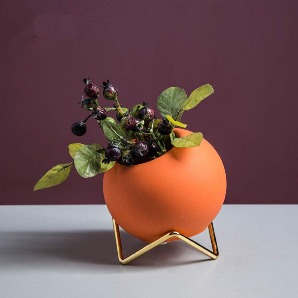 HEALLILY Ceramic Succulent Planter - 4 Inch Cactus Flower Pot with Drainage Hole, Nordic Style Home Decor for Desk, Office, Living Room | Perfect for Succulents, Air Plants & Small Houseplants (Orange)