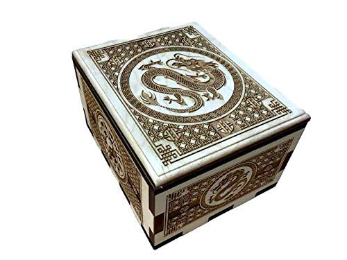 Hurricane Wood Puzzle Box with Laser Engraved Dragon Design - Brain Teaser Gift for Adults & Teens - Perfect for Home Decor, Office Stress Relief & Game Night Entertainment