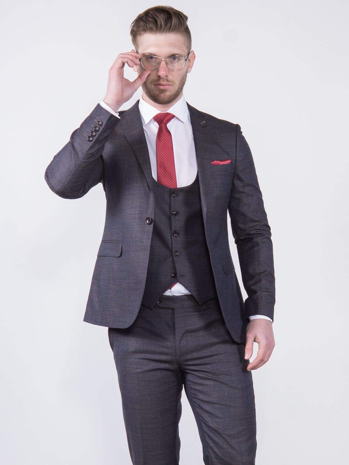 Galbani Men's 3-Piece Slim Fit Italian Style Brown Suit - Perfect for Weddings, Business Meetings & Formal Events