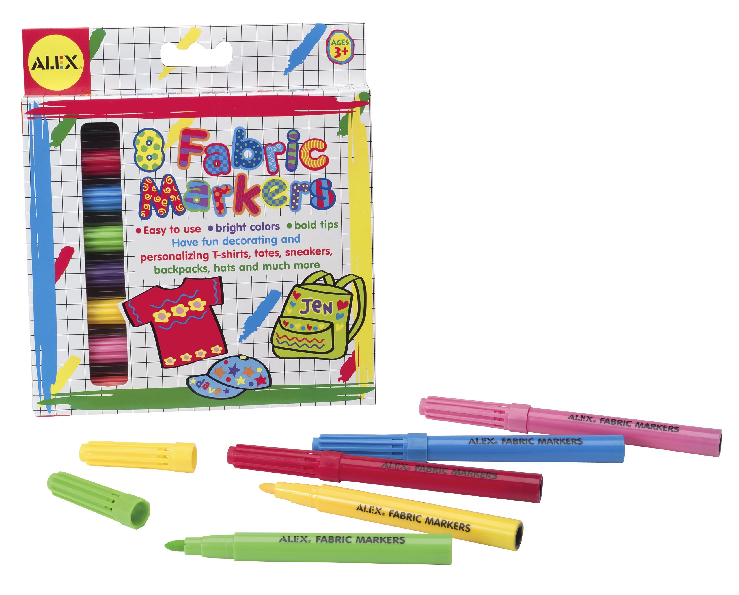 ALEX Toys Artist Studio Fabric Markers - Washable Fabric Paint Pens for Kids & Adults - Great for DIY T-Shirts, Bags & Home Decor Projects