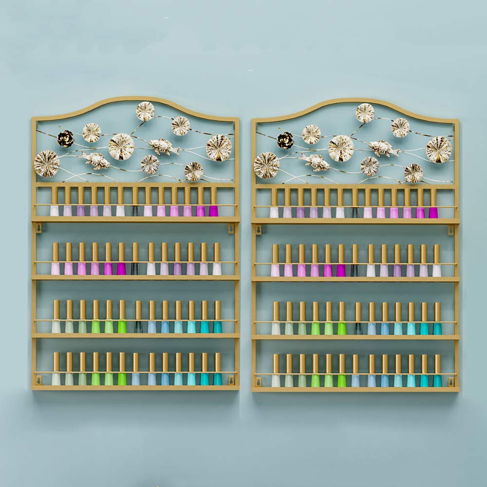 4-Tier Metal Wall Mount Nail Polish Organizer Rack - Lipstick & Perfume Display Shelf for Salon, Retail Store & Home Beauty Storage - Perfect for Salon Walls, Makeup Vanity & Retail Product Showcase