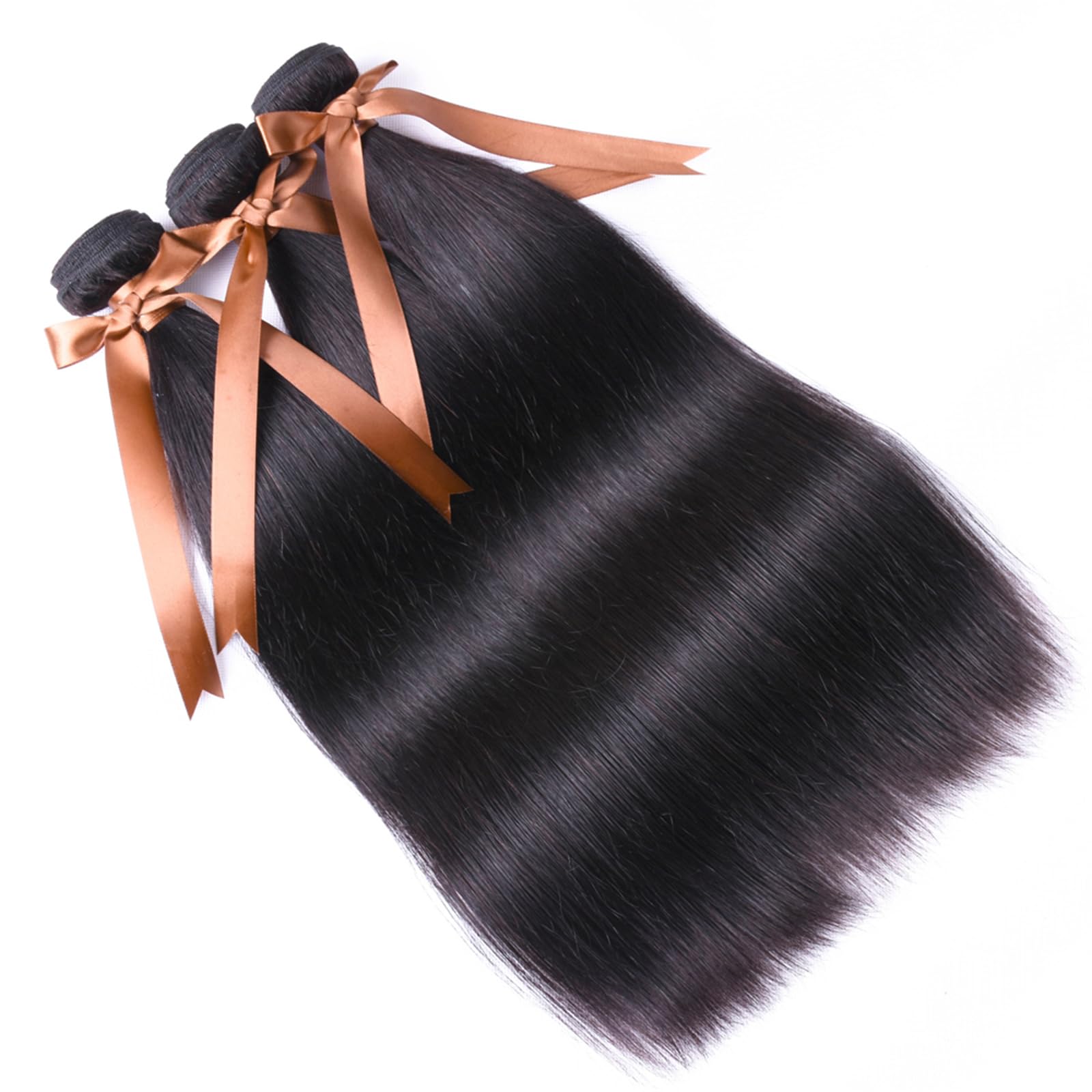 ALLRUN 100% Unprocessed Brazilian Straight Virgin Human Hair Bundles with 4x4 HD Lace Closure - 22/24/26 Inch 3 Bundles + Free Part - Premium Human Hair Extensions for Styling, Weaves & Natural Look