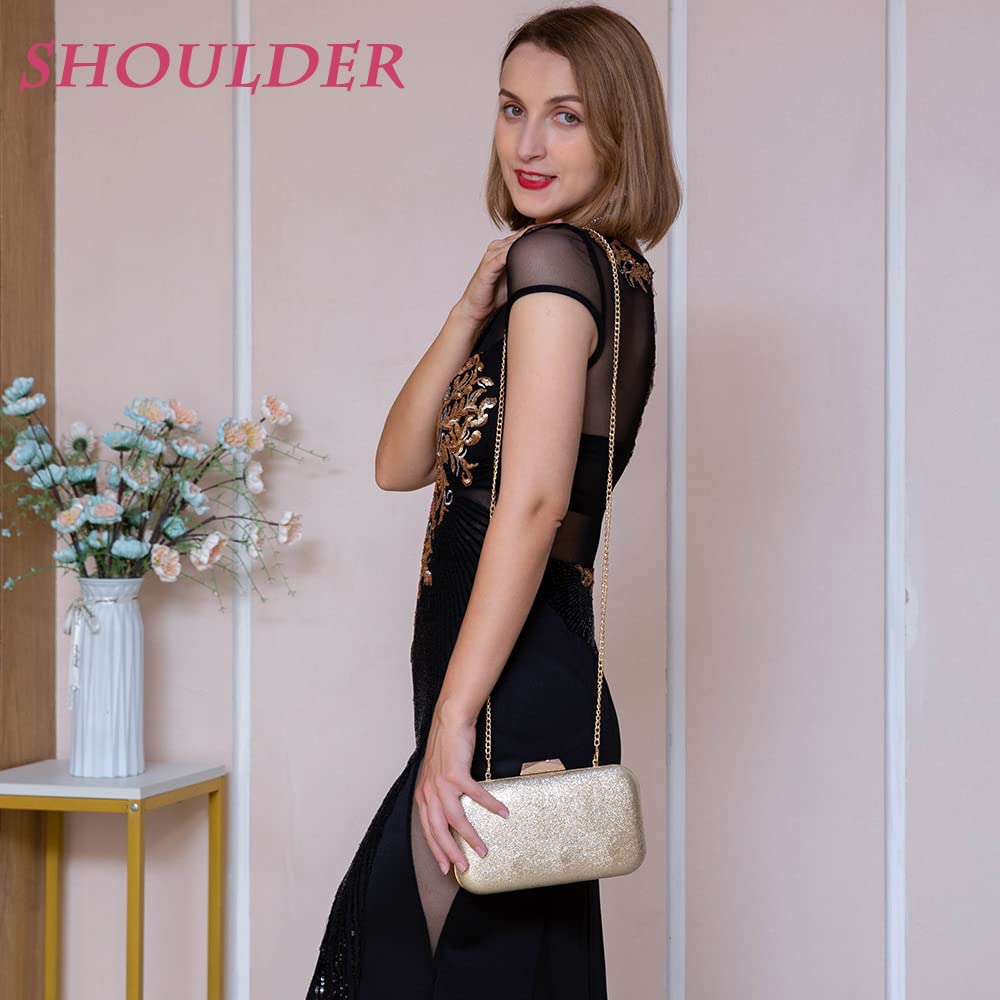 Elegant Gold Clutch Purse for Women - Wedding, Party, Prom Evening Bag with Crossbody & Shoulder Strap - Perfect for Bridal Events, Date Nights & Formal Occasions