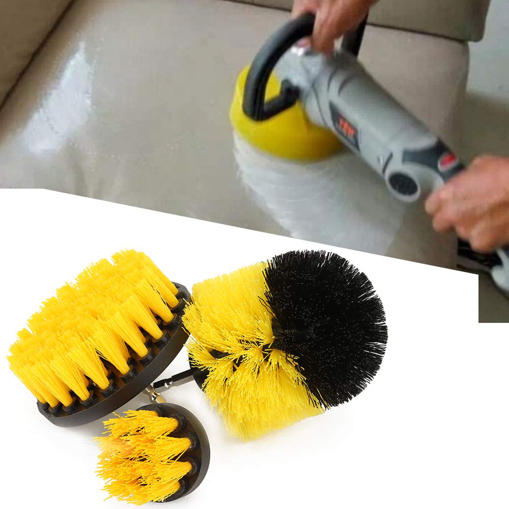 3-Piece Drill Brush Set - Electric Scrub Brush for Tile Grout, Car Detailing, Kitchen, Shower, Wheels, Seats, Floors - Multi-Surface Cleaning Brush Attachments for Power Drill (Use for Deep Cleaning Cars, Bathrooms & Kitchen Surfaces)