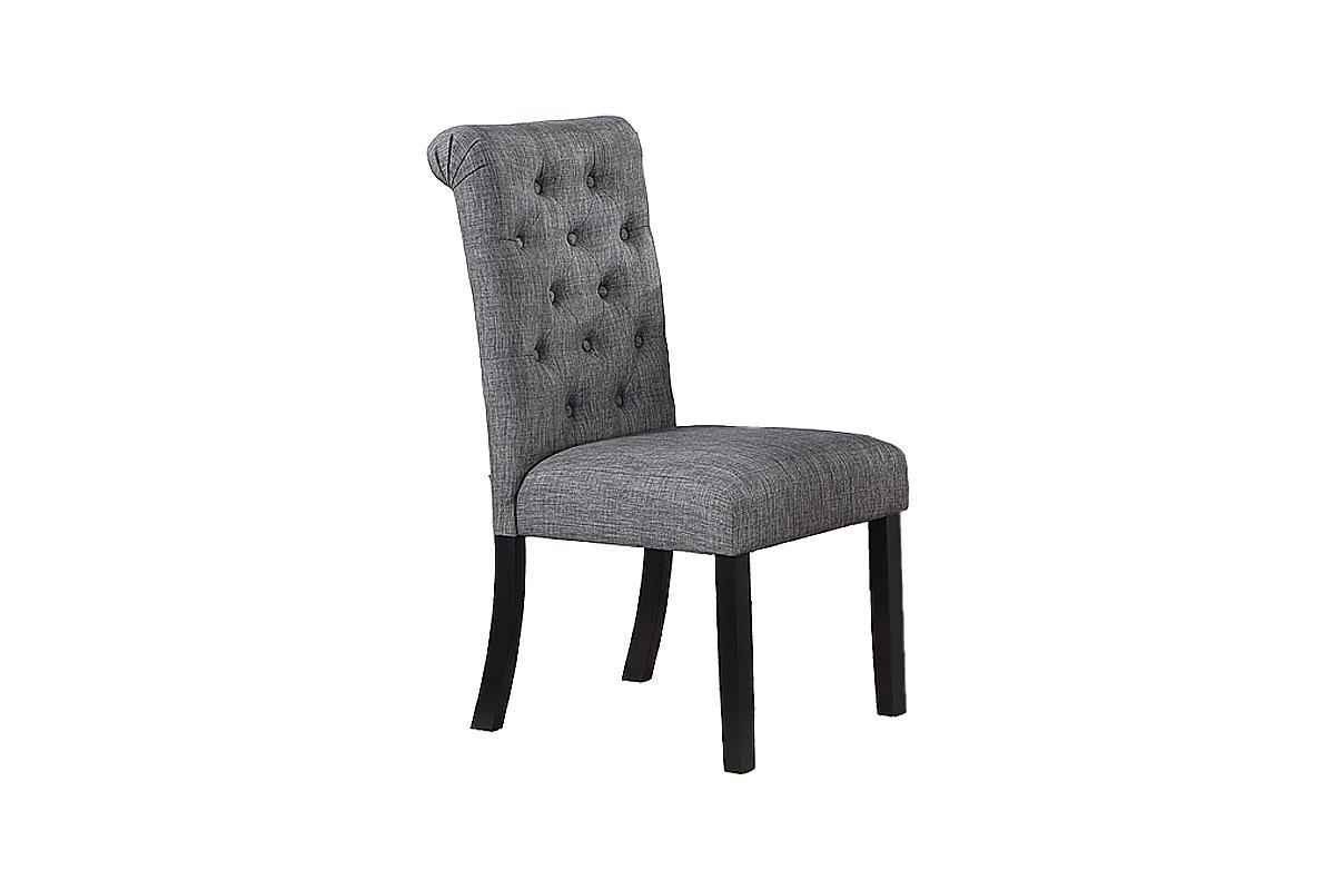 Set of 2 Modern Charcoal Gray Fabric Dining Chairs with Plush Cushions & Tufted Back - Comfortable Kitchen & Dining Room Side Chairs for Home Decor