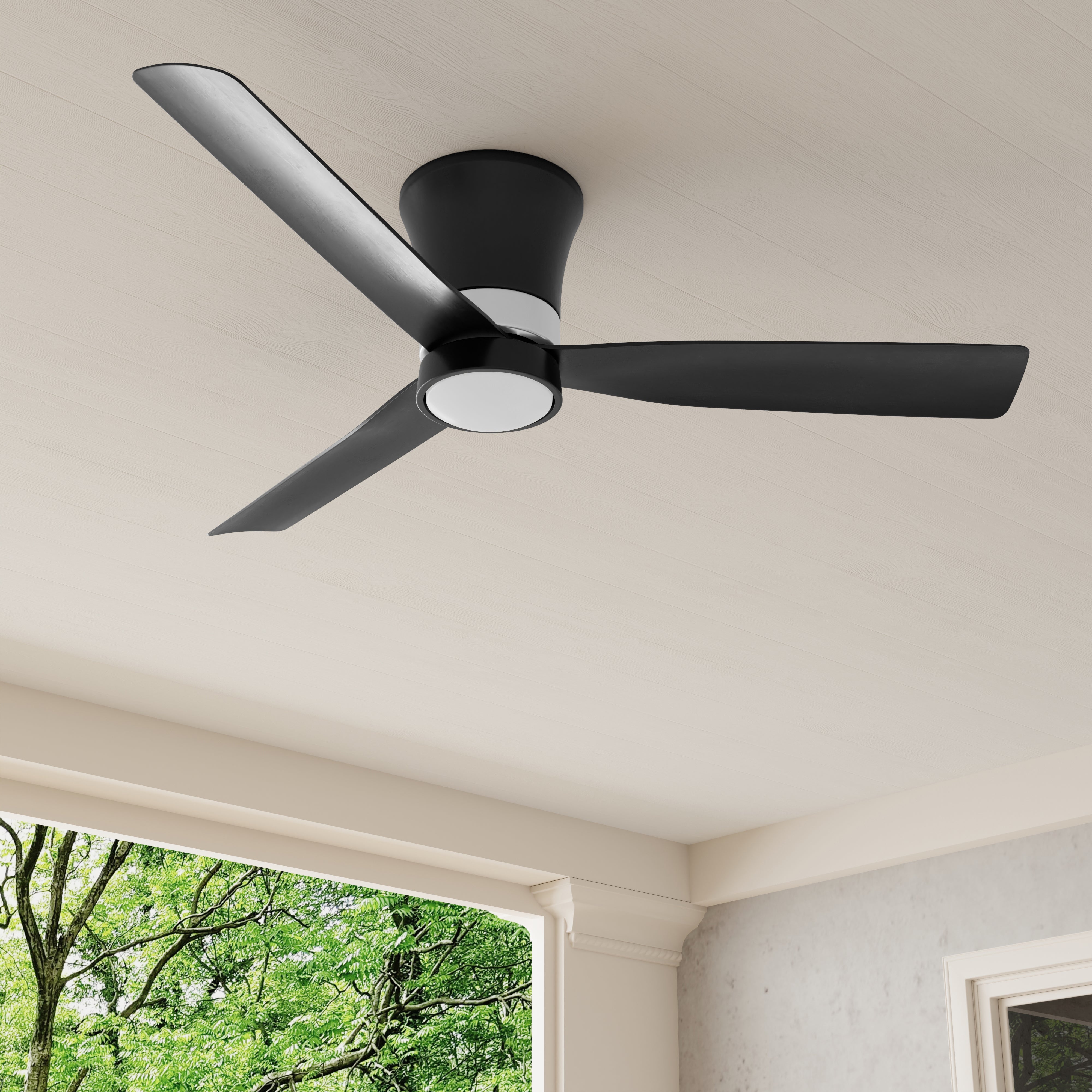 Brant Collection 52 Inch 3 Blade Ceiling Fan with Light - Modern Low Profile Flush Mount Design for Bedroom, Living Room & Office - Energy Efficient Quiet DC Motor