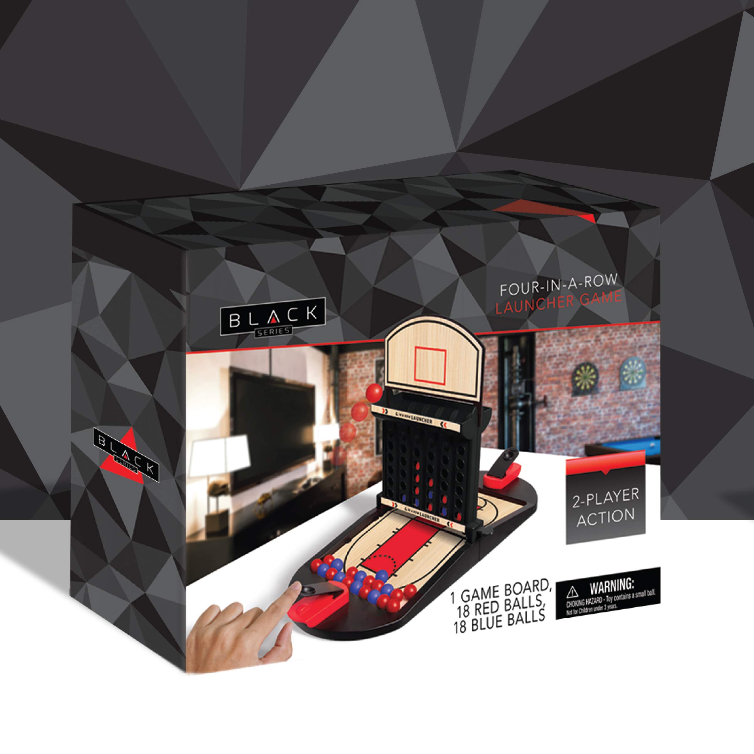 THE BLACK SERIES Four-in-A-Row Launcher Game - 2-Player Connect 4 Board Game Set for Kids & Adults - Fun Indoor/Outdoor Family Activity - Perfect for Parties, Picnics & Game Nights