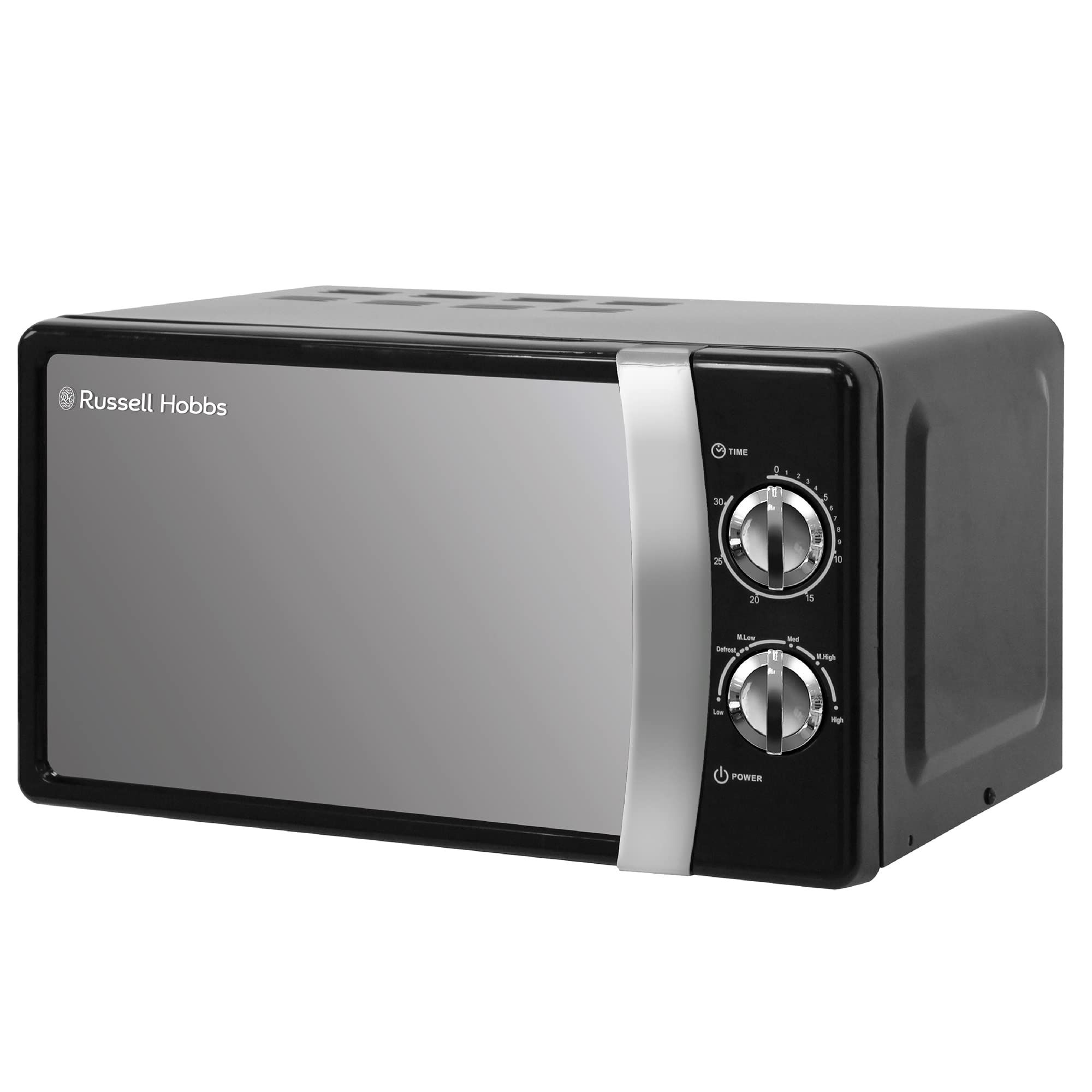 Russell Hobbs RHMM701B 17L 700W Black Manual Microwave - 5 Power Levels, Timer, Defrost & Easy Clean Interior | Compact Kitchen Appliance for Dorms, Offices & Small Spaces
