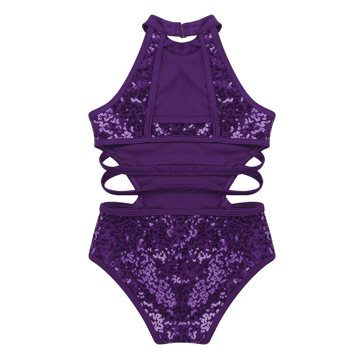 Sparkly Girls Ballet Leotard with Sequins & Strappy Back - Dance Gymnastics Bodysuit for Ballerina Training & Performance (Ideal for Recitals, Competitions & Dance Classes)