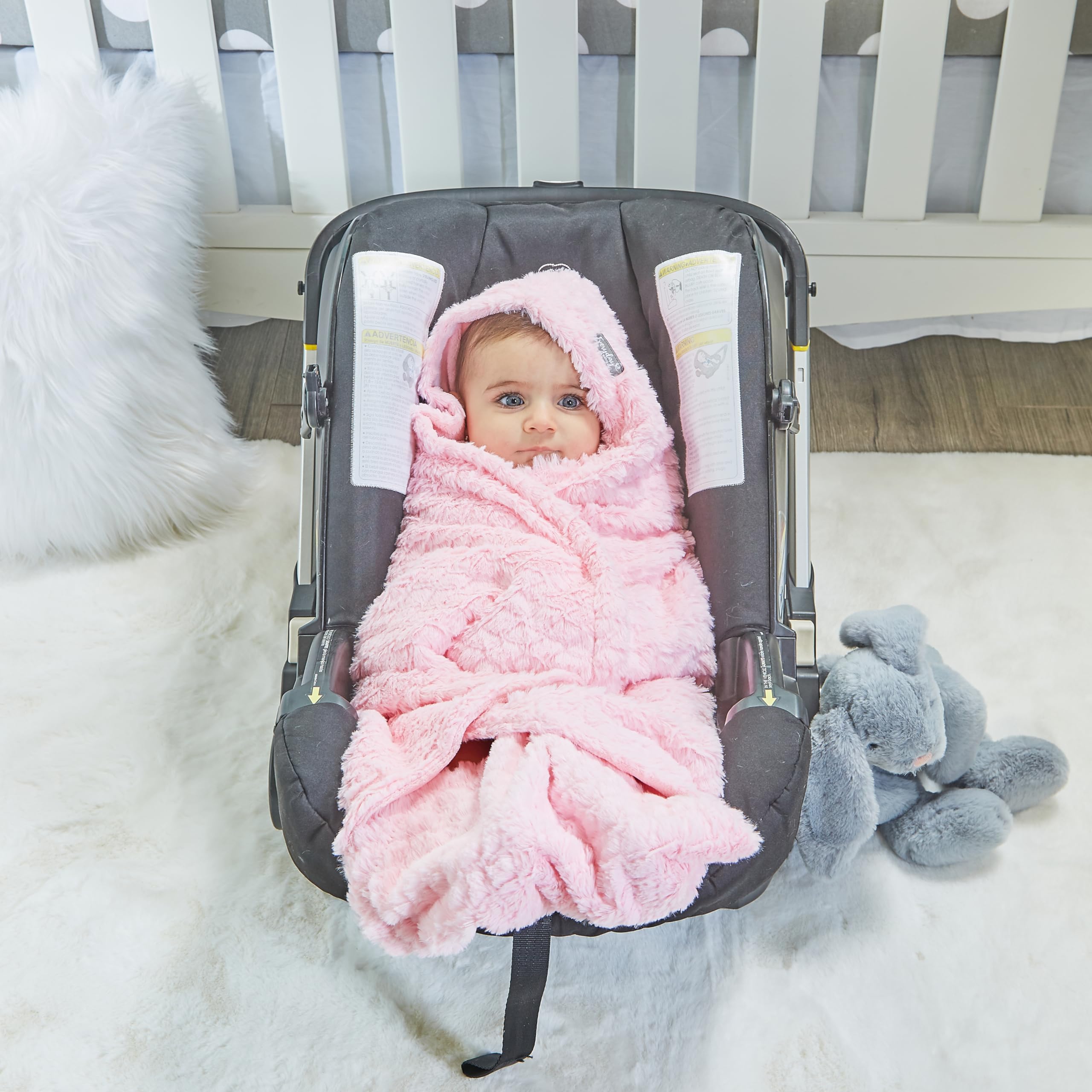 Pastel Pink Baby Car Seat Blanket - Soft Swaddle Wrap for Newborns & Toddlers - Universal Fit for Strollers & Car Seats - Keep Baby Cozy & Car Seat Clean - Perfect for Travel, Shopping & Daily Outings