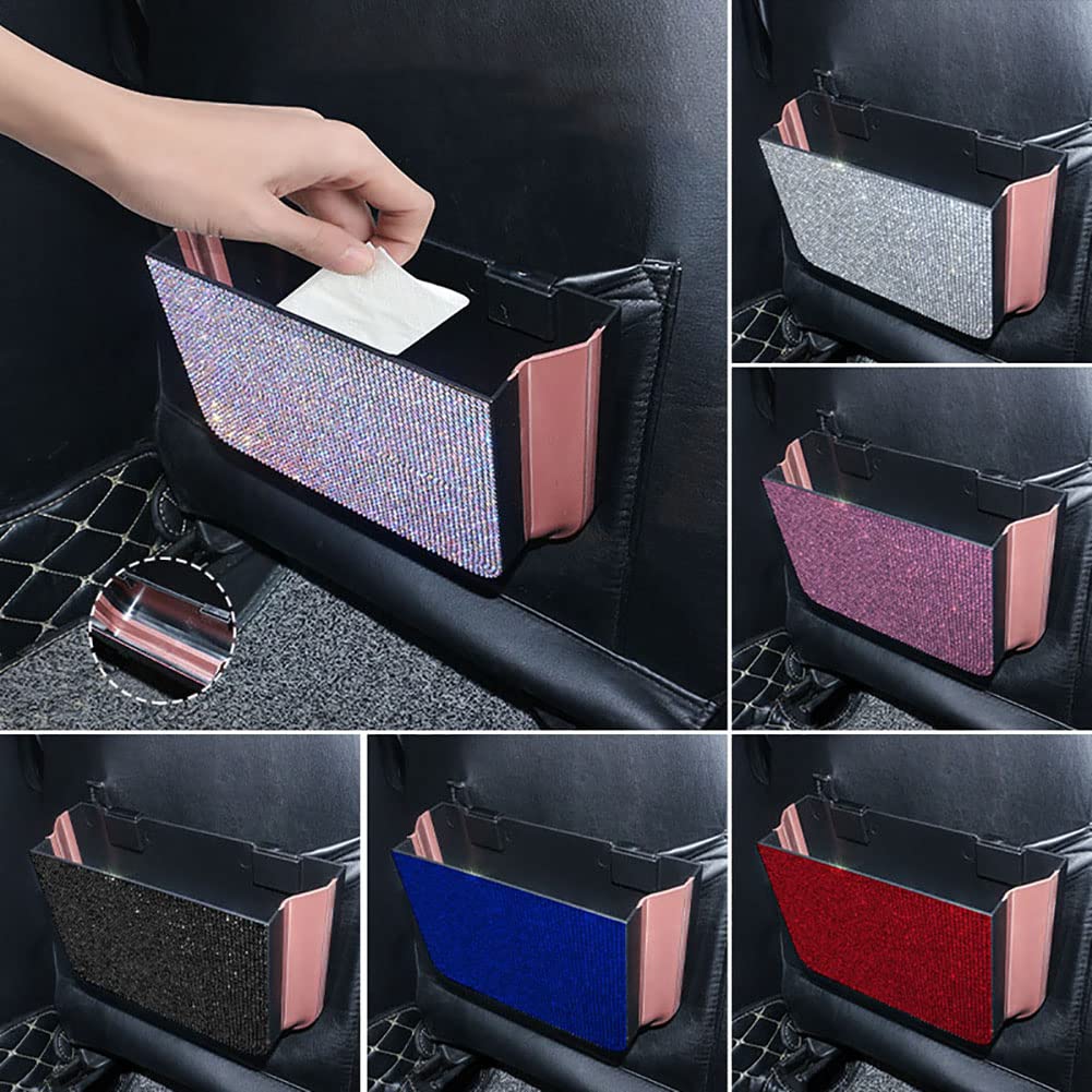 Zcargel Bling Bling Car Trash Can - Portable Car Garbage Bin & Backseat Organizer with Multifunctional Storage | Car Accessories for Office, Kitchen, Bedroom & Home | Perfect for Road Trips, Daily Commute & Home Organization