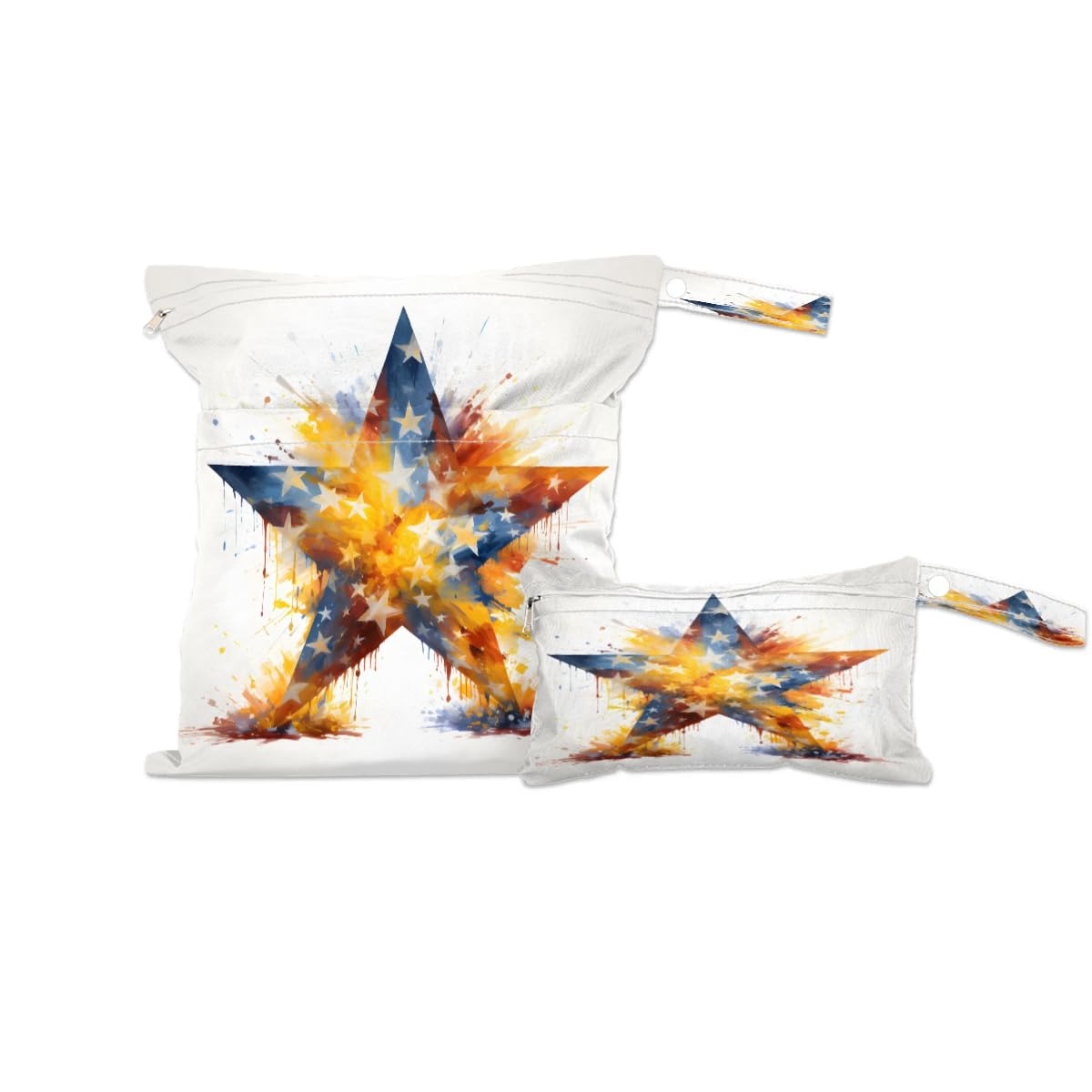 **2-Pack Waterproof Wet Dry Bags – Reusable Travel Laundry & Swimsuits Storage Organizer for Beach, Pool, Gym, Yoga (Star Pattern) – Ideal for Diapers, Bathing Suits & Wet Clothes**