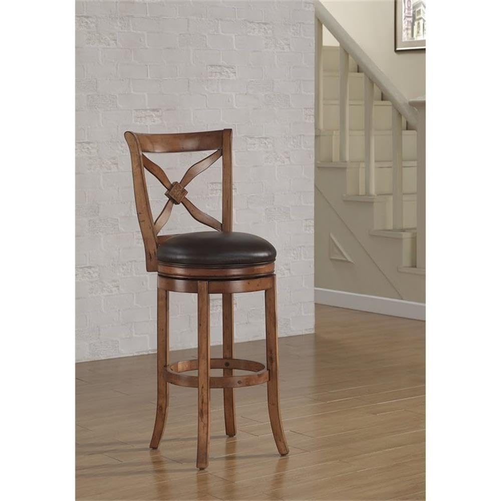 American Woodcrafters Provence Bar Stool - Solid Wood Counter Height Stool with Backrest | Rustic Farmhouse Kitchen Island & Breakfast Nook Seating