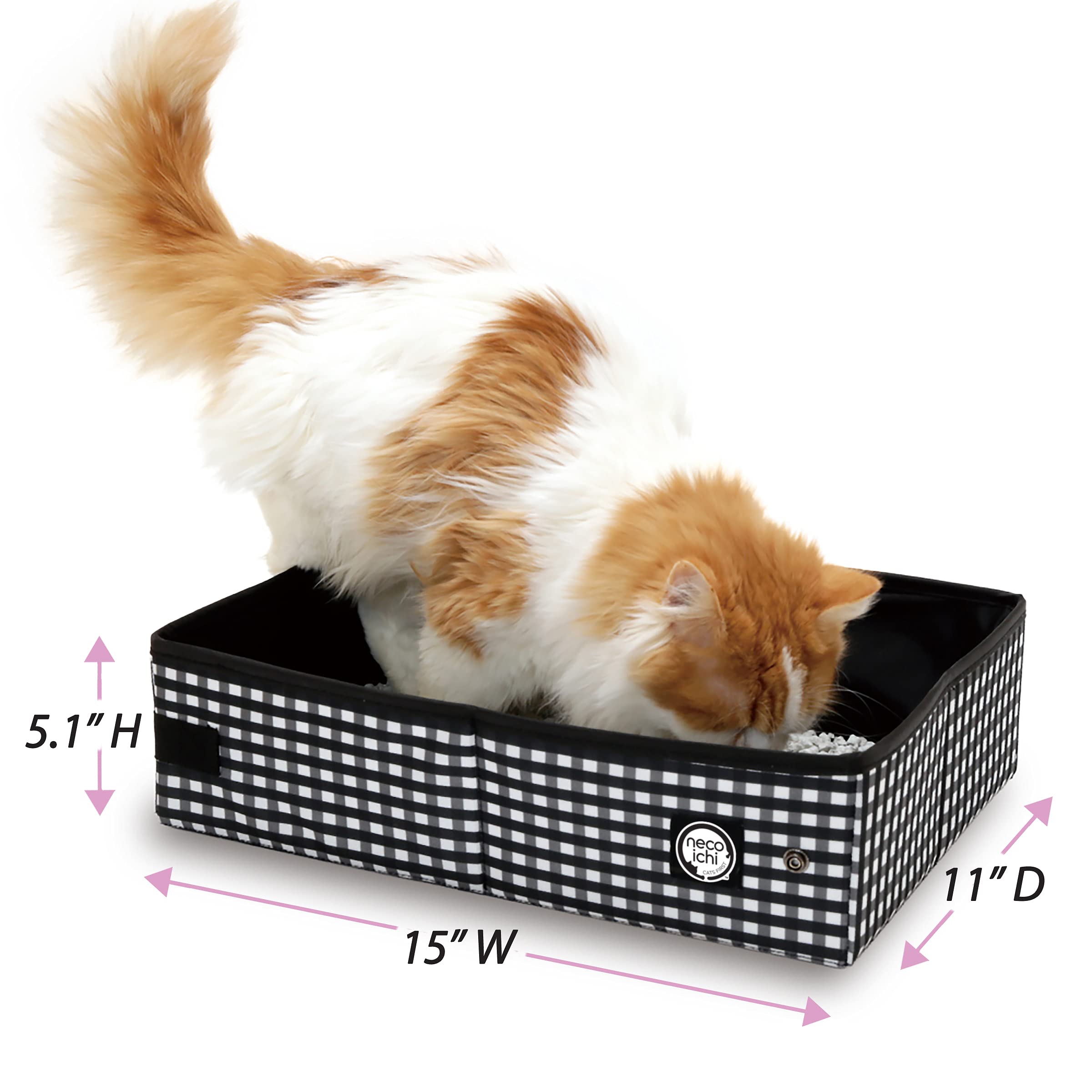 Necoichi Portable Stress-Free Cat Carrier with Litter Box - Lightweight Travel Cage for Indoor & Outdoor Use - Perfect for Vet Visits, Road Trips & Airplane Travel (Black)