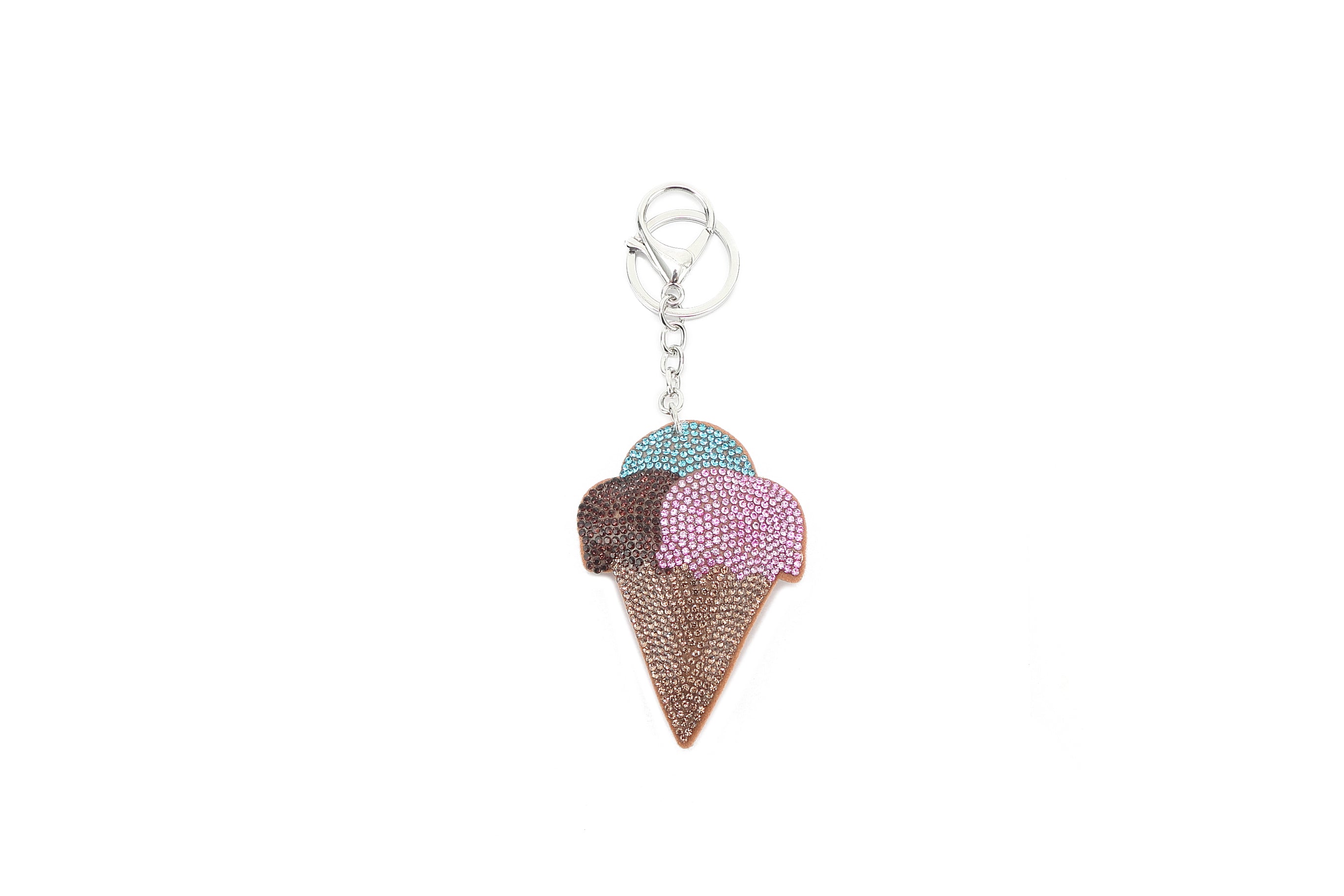 Crystal Ice Cream Bag Charm - Pink Cute Keychain for Handbags, Backpacks & Purses | Kawaii Accessory for Girls & Women