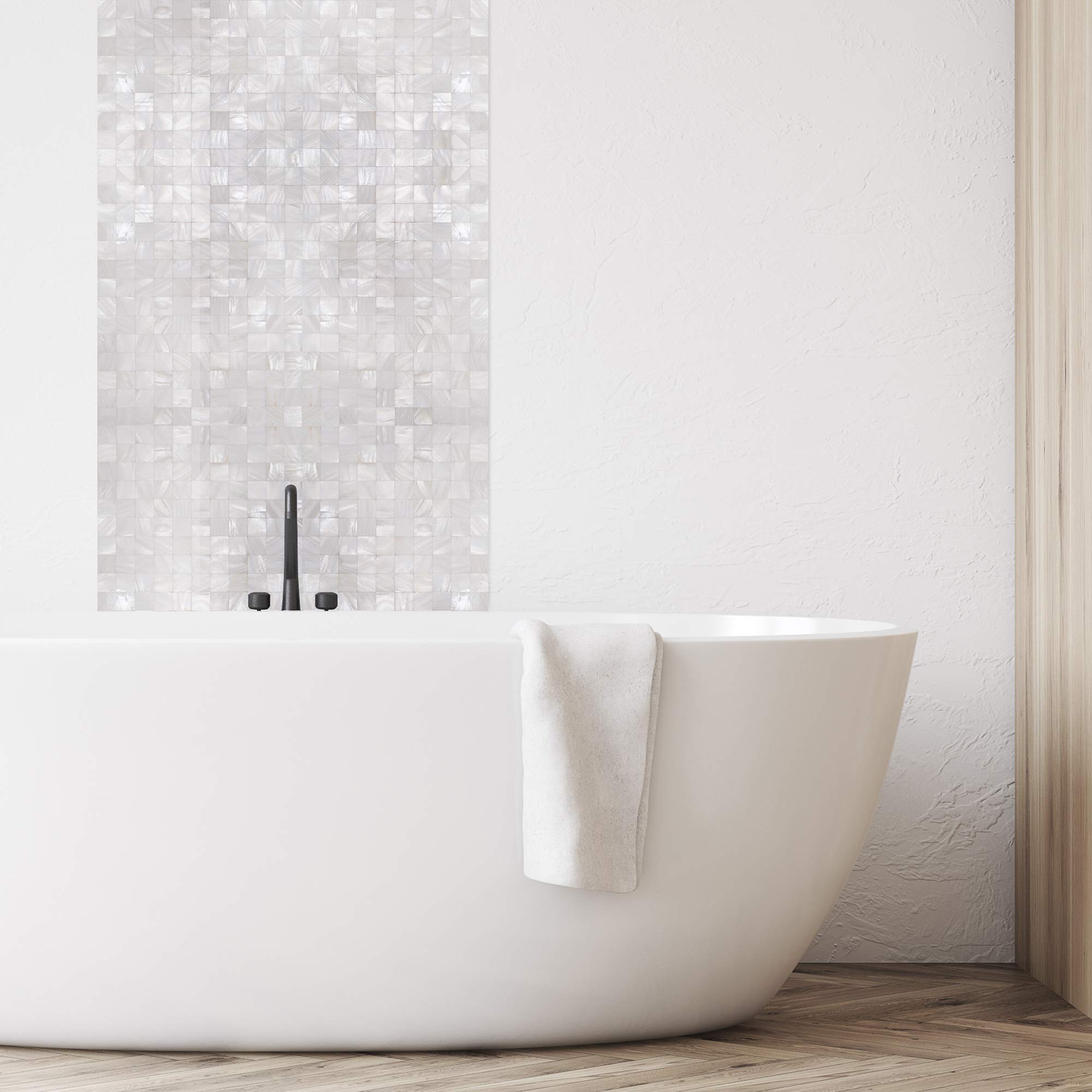 KASARO Self-Adhesive Mother of Pearl Mosaic Tiles - Peel & Stick Backsplash for Kitchen, Bathroom, Bedroom Wall Decor (10 Sheets, White) - Easy DIY Home Upgrade for Stylish & Waterproof Surfaces