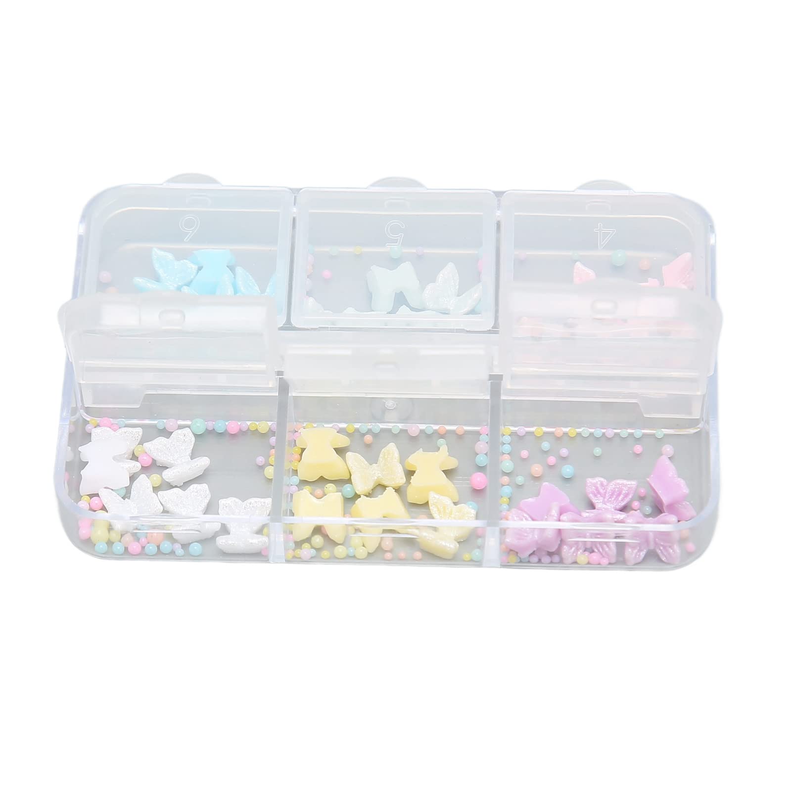 1 Box Nail Art Decals - DIY Slice Resin Nail Decorations with Multiple Colors, Bow Knots & Beads for Professional Nail Design | Perfect for Home Manicure, Salon Use & Gift Giving